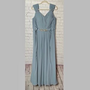 Azazie Bridesmaids Dress, long, Dusty Blue, style: Charlie, size: A18